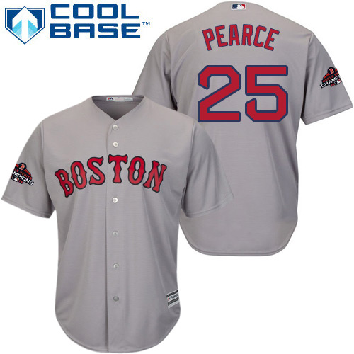 Red Sox #25 Steve Pearce Grey Cool Base 2018 World Series Champions Stitched Youth MLB Jersey